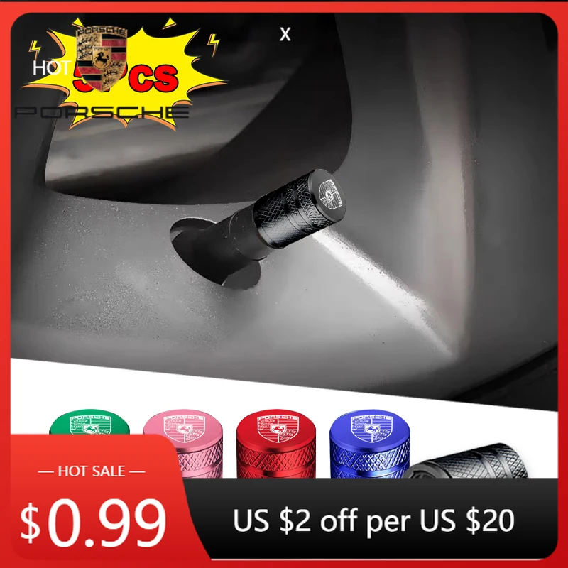 

Car Sticker For Porsche Cayman Cayenne 911 Macan 5Pcs Metal Car Wheel Tire Valve Cap Dustproof Stems Cover For Porsche Panamera