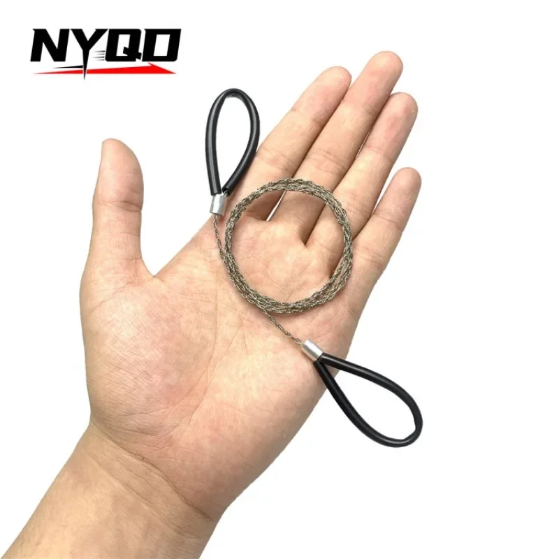 Short Stainless Steel Wire Saw Leather Cover Pull Ring Does Not Harm Hands Rescue Saw 360 Degree Rotation Outdoor Survival Tool