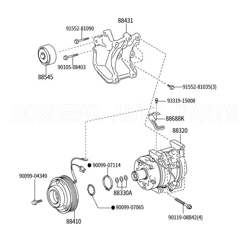 New V-ribbed Belt Tensioner Pulley for Toyota Land Cruiser Prado GRJ150L-GKA*KC GRJ152 OEM 88440-25070 8844025070 88440 25070