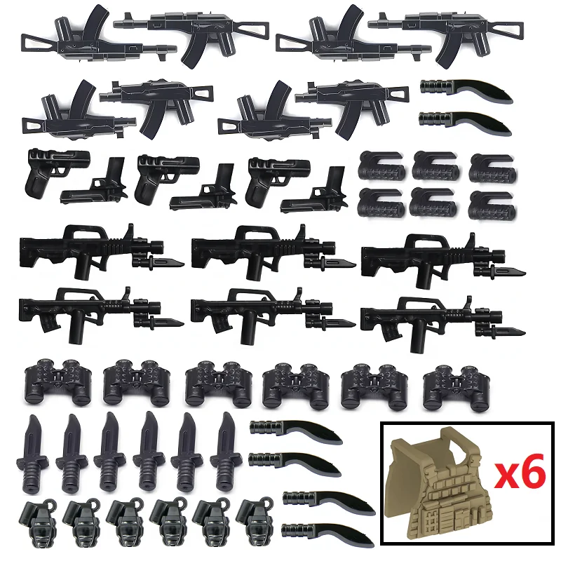 

56 шт./компл. MOC США, военное оружие, армейское оборудование, аксессуары для пистолетов, солдатские мини-фигурки, модель, строительные блоки, кирпичи, игрушки
