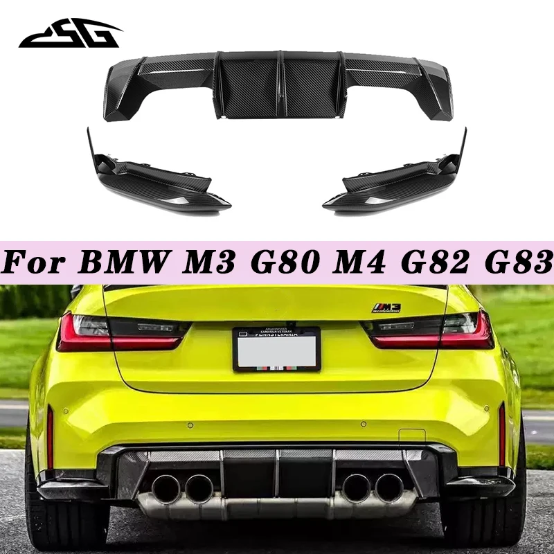 Carbon Fiber Rear Bumper Lip Diffuser Bumper Cover For BMW M3 G80 M4 G82 G83 MP Style Car Wrap Angle Canards Splitter Body Kit