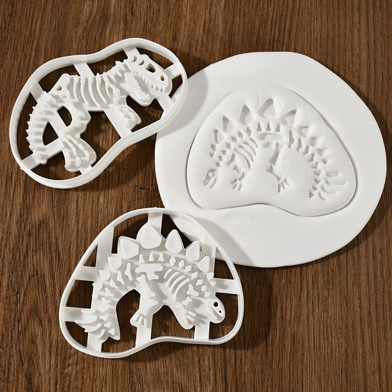 1/4pcs Dinosaur Cookie Cutter Mold Biscuit Embossing Mould Sugarcraft Dessert Baking Tools Jungle Birthday Party Cake Decoration