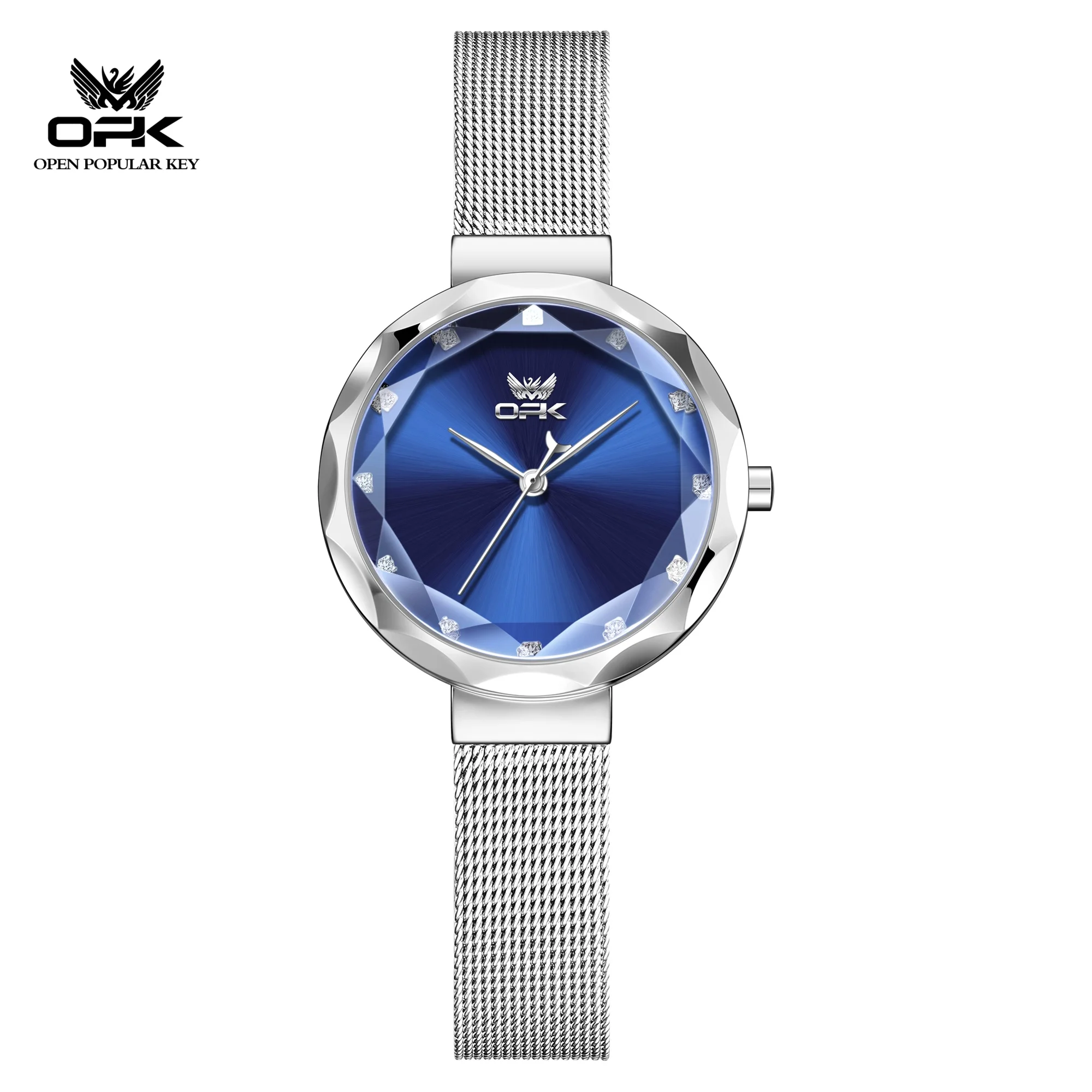 OPK Brand Watches Exquisite and Elegant Diamond Cut Mirror Women's Waterproof Quartz Watch 6098