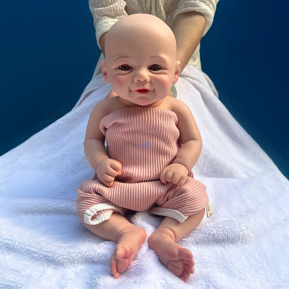 

Waterproof Hand-Made 3D Mould 17 Inch Silicone Body Reborn Baby Doll Beautiful Smiley Girl Toy For Children Festival Gift Cute