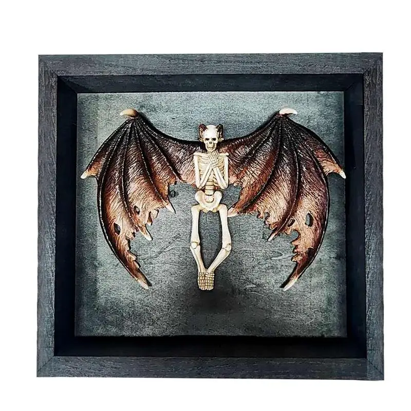 

Bat Skeleton Horrible Bat Skeleton Simulation Photo Frame Bat Wing Demon Model Eerie Halloween Accessory for Living Room