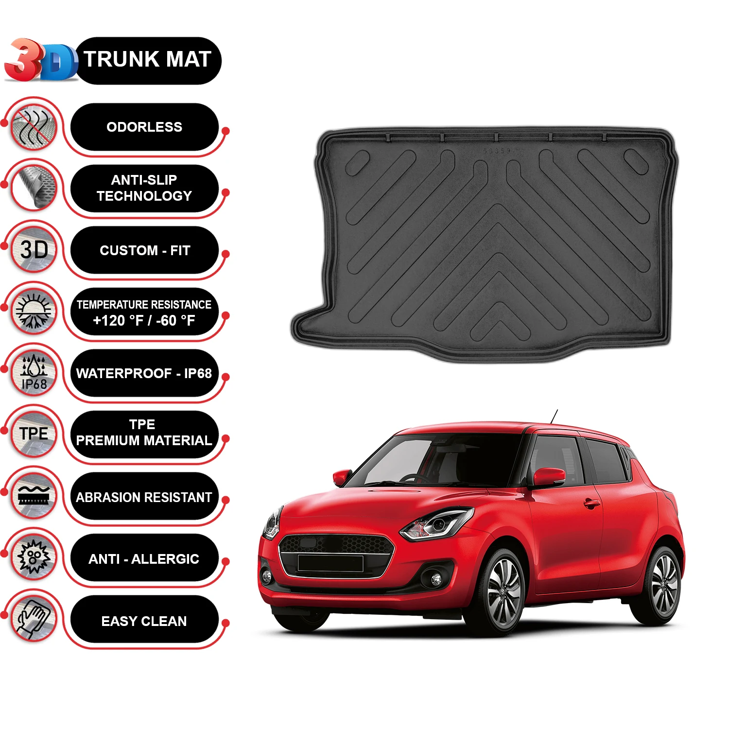 

Suzuki Swift 2017-2022 Cargo Liner Rear Trunk Floor Mat