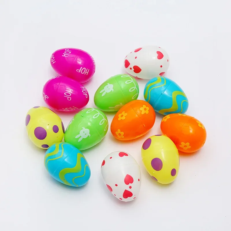 

12/24pcs Colourful Easter Egg Kid Printed Pastel Plastic Assorted Eggs Easter Party Children Child Educational Toys Kid Gifts