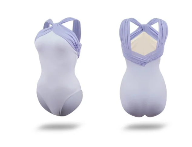 High Elastic Nylon Dance Practice Wear, Women's Halter Neck Mesh Ballet Outfit, Adult High-Waisted Art Examination Gymnastics