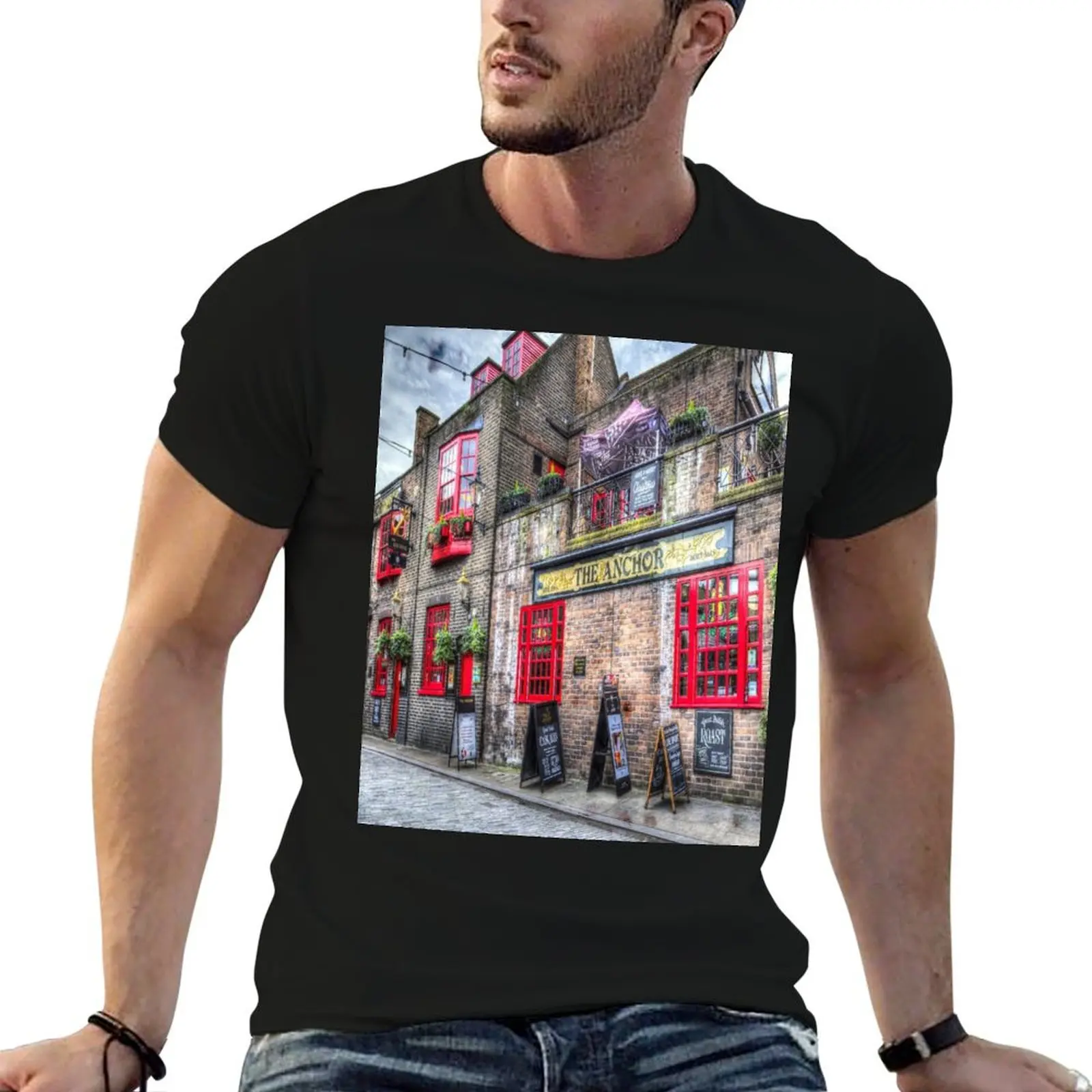 

The Anchor Pub London T-Shirt man t shirt Aesthetic clothing graphic shirts animal prinfor boys mens graphic t-shirts