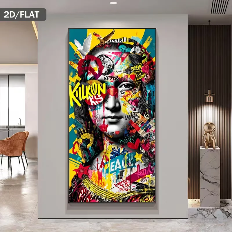 2D Flat, 2D Flat, A 2D Flat Piece Measuring 31.49 by 62.99 Inches Or 80 by 160 Centimeters, Featuring Modern Abstract Graffiti A