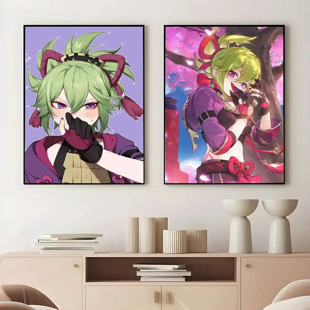 Kuki Shinobu Game G-Genshin I-Impact Art Sticky Wall Waterproof Home Living Room Bedroom Bar Aesthetic Decoration