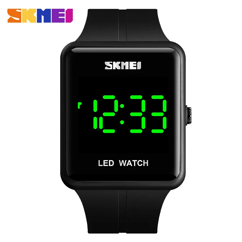 Skmei Skmei موضة ثلاثية الأبعاد قوس الوجه أبل LED ساعة مربع زوجين مقاوم للماء ساعة إلكترونية