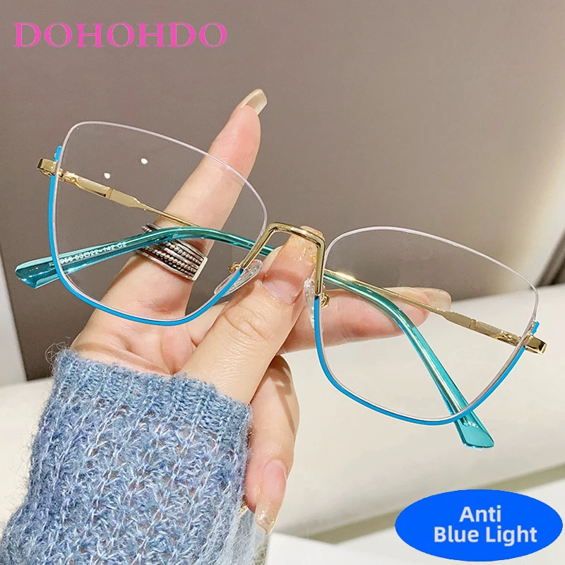

Metal Classic Square Glasses Men Brand Designer Big Frame Women Eyeglasses Computer Eye Protection Blue Light Blocking Eyewear