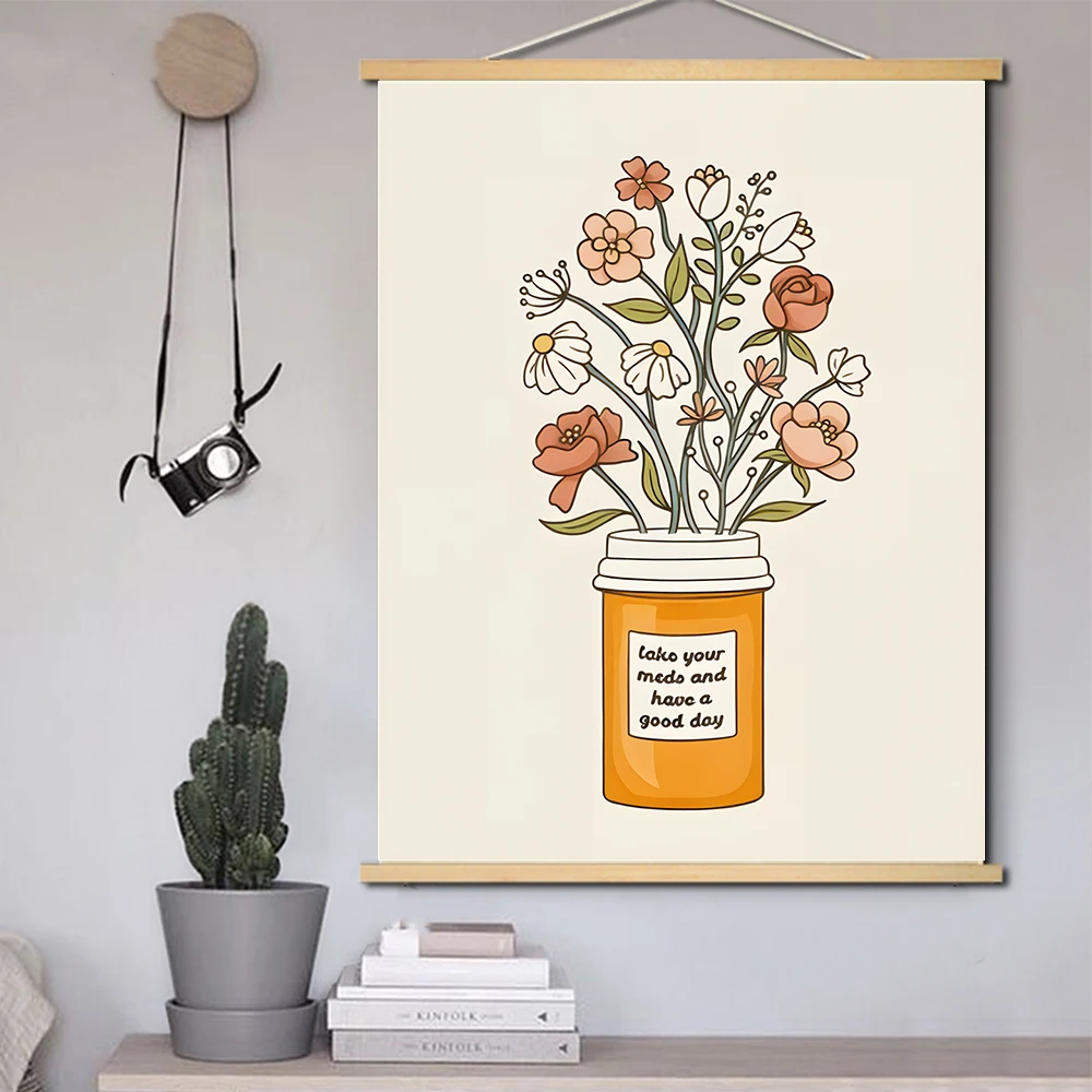 Mental Health Therapy Counseling Solid Wood Hanging Canvas Painting, Artwork For Therapist Office Or Counseling Rooms Decoration