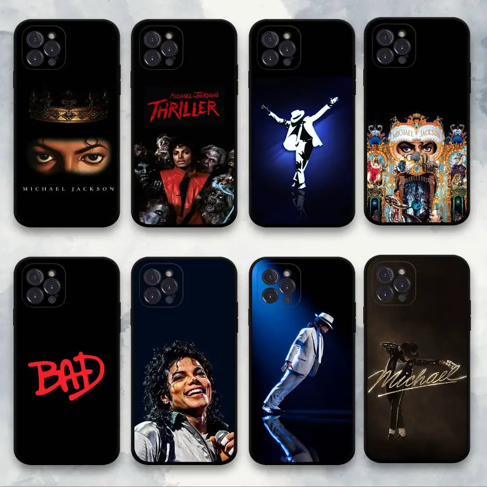 Singer M-Michael J-Jackson Phone Case Black Soft Silicone TPU Phone Case For IPhone 11 12 13 14 15 16 17 Pro Plus Mini Max