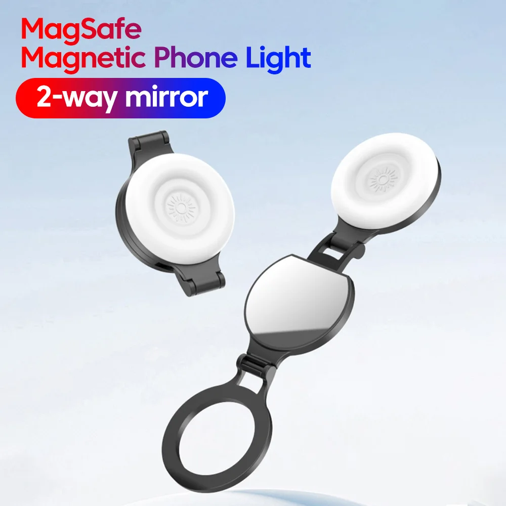 

Magnetic Selfie Light Dimmable Soft Flashlight With Mirror Foldable Magnetic Beauty Ring Light For Work Photography Makeup Conte