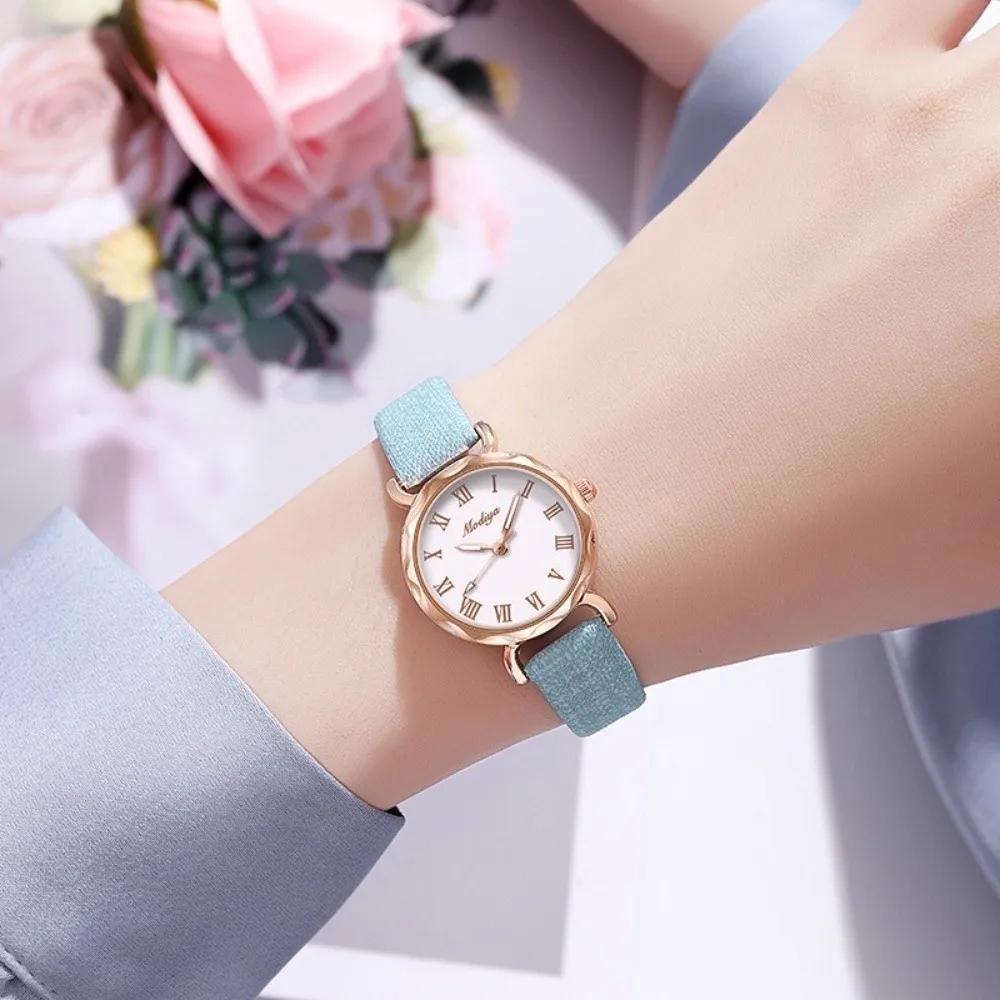 New Leather Strap Watches for Women Water Resistant Circular Quartz Watch Precise Minimalist Bracelet Watch Female Gifts