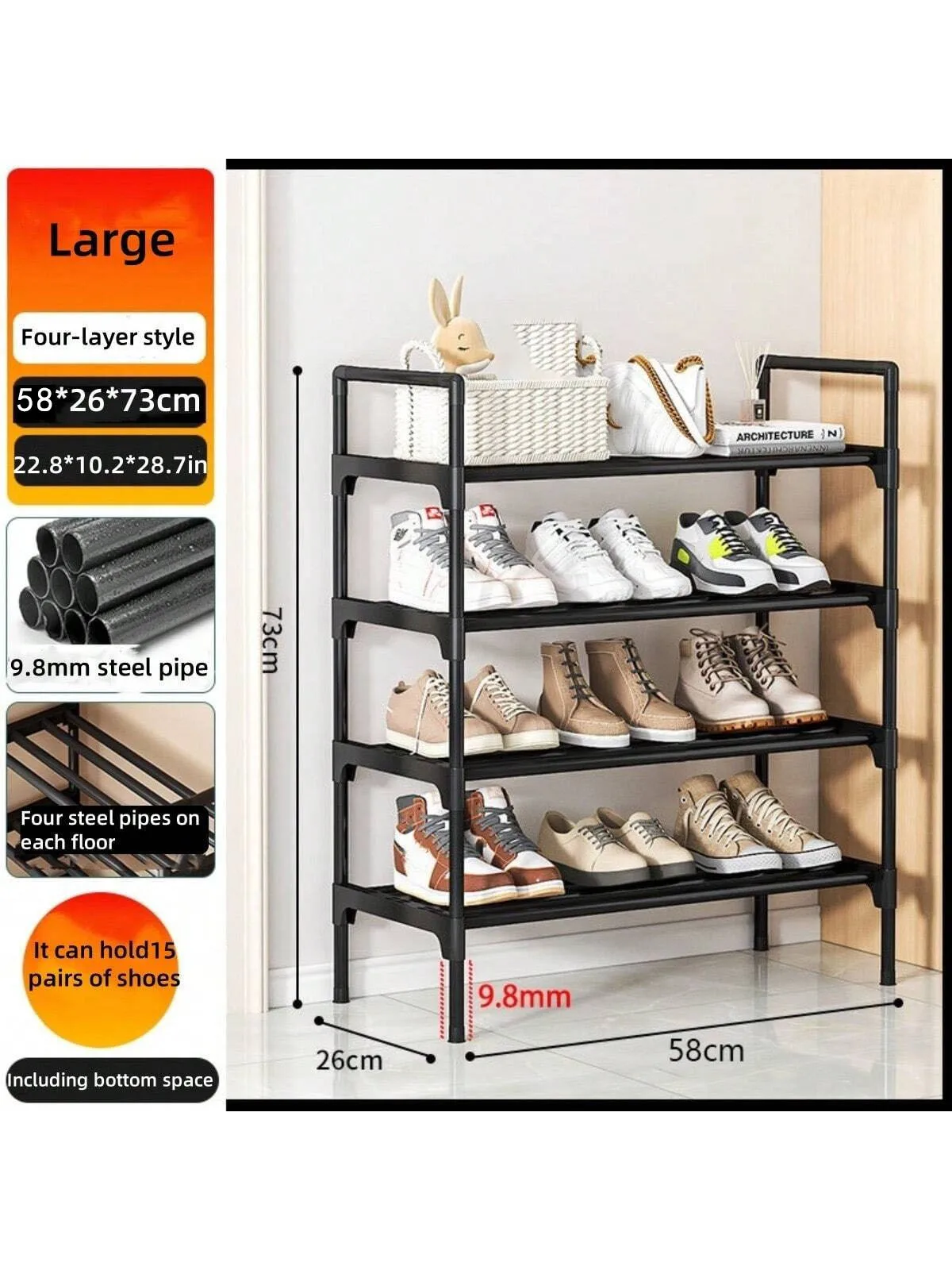 Schuhschrank am Eingang des Hauses, mehrstöckiger Schuhschrank für den Eingangsbereich des Schlafsals, multifunktionales Aufbewahrungsregal – Detail 10