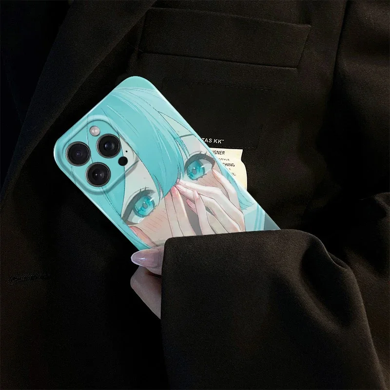 Custodia antiurto Kawaii Hatsune Miku per iPhone 11 12 13 14 15 16 Pro Max Vocaloid custodia protettiva antigraffio creativa carina