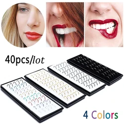 40PC/Set Stainless Steel Colorful Fashion Nose Hoop Ring for Women Body Jewelry Fake Septum Nose Piercing Aro Nariz Wholesale