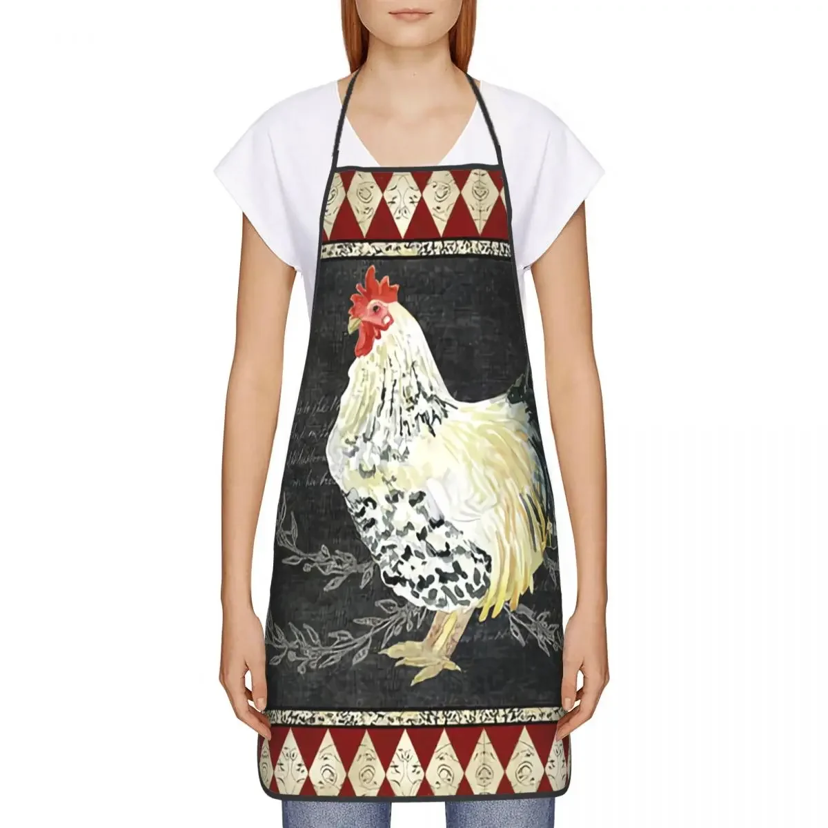 Funny Vintage Poultry Rooster Bib Aprons Men Women Unisex Kitchen Chef Farm Chicken Tablier Cuisine for Cooking Baking Painting