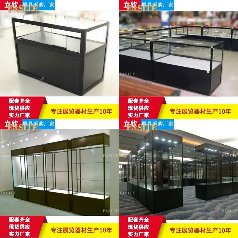 For Aluminum Alloy Glass Display Cabinet Jewelry Cosmetics Exhibition Folding Showcase Direct from Manufacturer Home Store