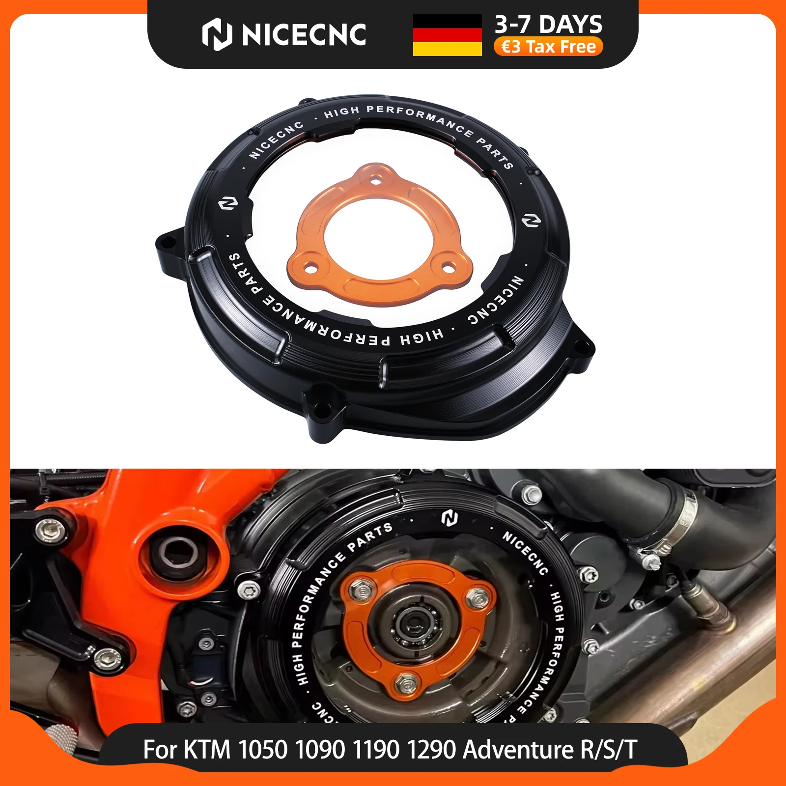 (EU-Lager) NICECNC Für KTM 1290 Adventure R/S/T 2017-2024 Transparente Motor-Kupplungsabdeckung Schutz 1290 Duke R/GT/EVO 2014-2024