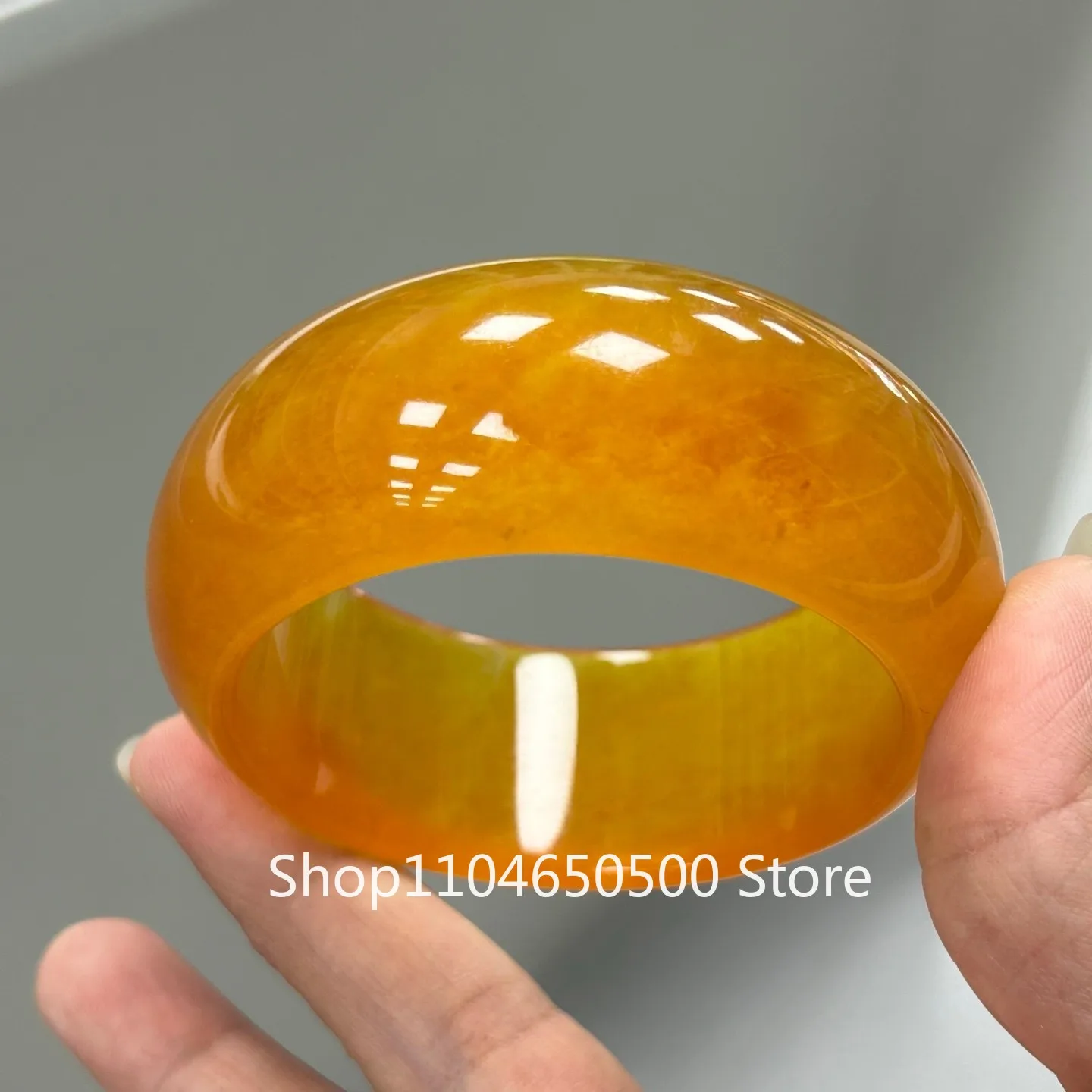 

Certified Natural wide ice yellow Burmese Jade jadeite bracelets Bangle 56mm