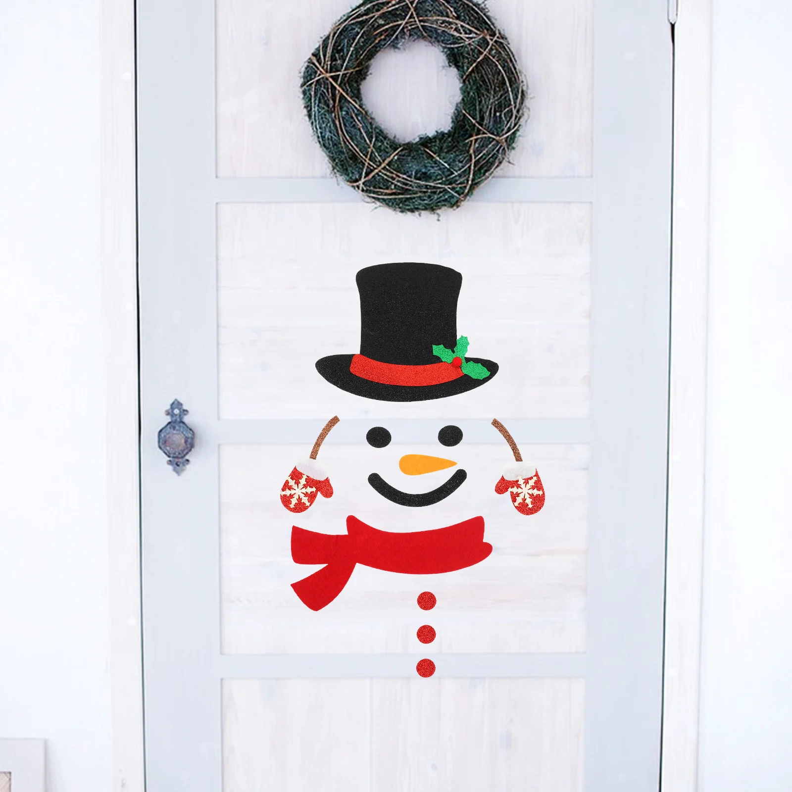 

Christmas Non-Woven Snowman Door Stickers Easy Peel Window Clings Wall Stickers Xmas Home Decoration Christmas Wall Decoration