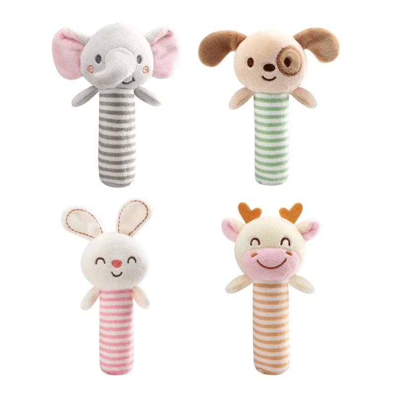 16.5cm Cartoon Animal Rattle Plush 6.49 Inches Soft Animal Stuffed Rattle Toddler Children Appease Sleeping Gift