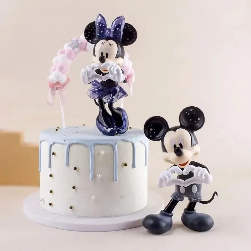 Disney Mickey Minnie Figure Animation Cartoon Heart Ornament Car Toy Kawaii Cute Boy Girl Decoration Birthday Gift Wholesale