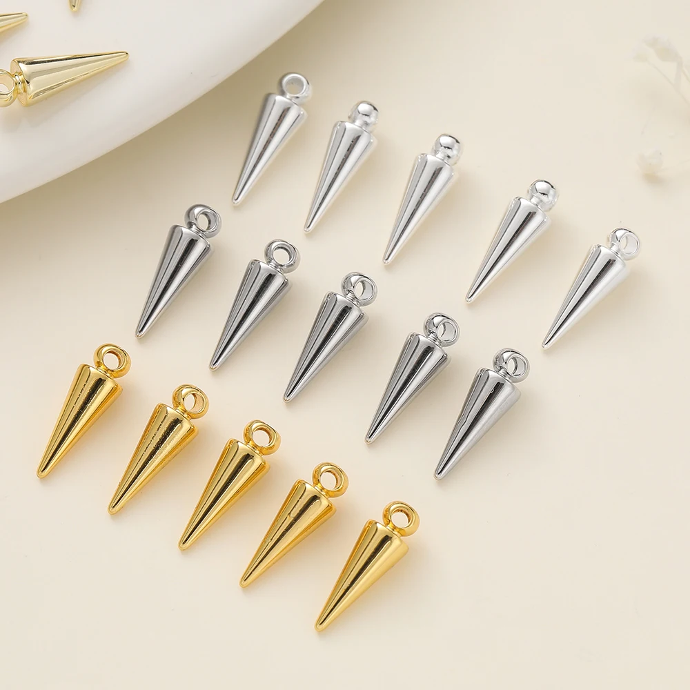 

5Pcs/Pack 14/18K Gold Color Plated Cone Shape Charms Pendants for Handmade DIY Women Man Hoop Earring Jewelry Making Supplies