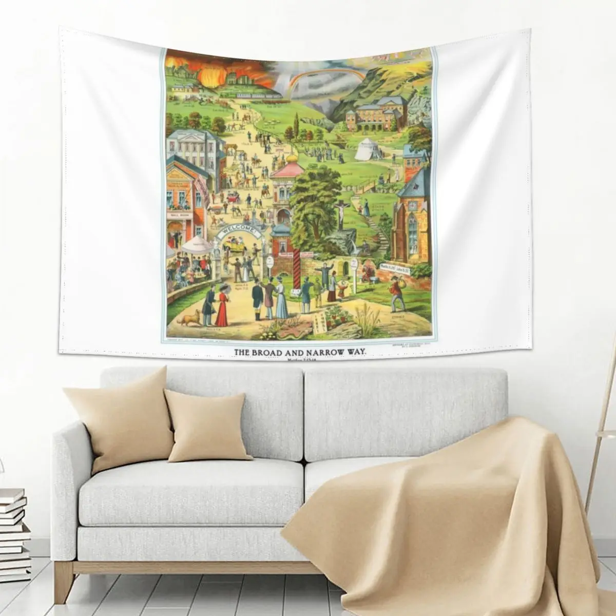 

The Broad and Narrow Way - 1901 Edition Tapestry Decoration For Rooms Cute Room Decor Home Decorations Tapestry