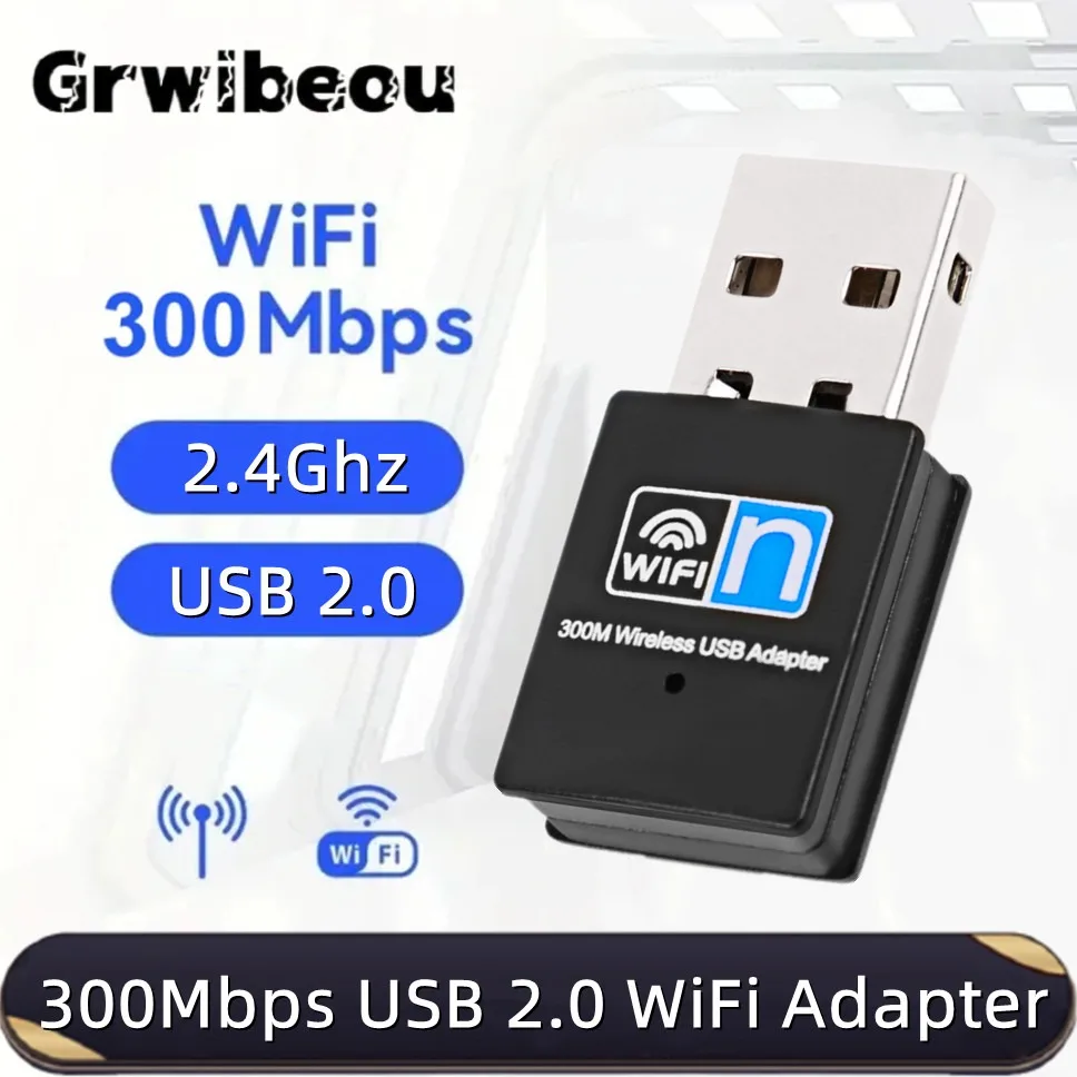 

Mini 300Mbps USB WiFi Adapter 2.4Ghz Wireless Network Card Adapter USB 2.0 WiFi Dongle for Desktop Laptop PC Windows 10/8/7