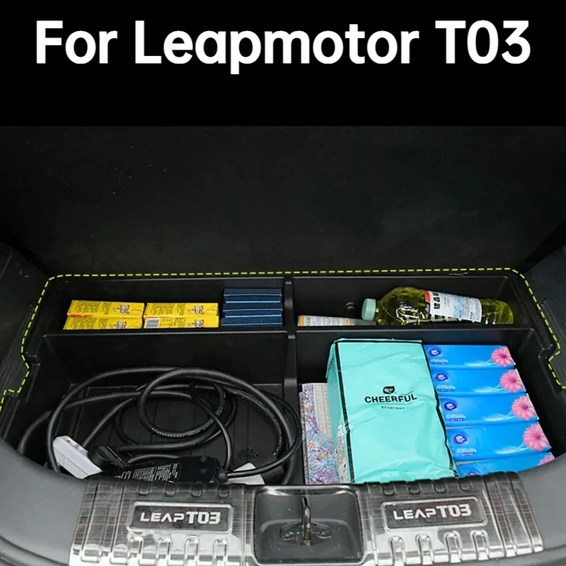 Für Leapmotor T03 2024-2026 Kofferraum-Aufbewahrungsbox mit Deckel Wasserdichter Gepäckorganizer Innenraum-Zubehör