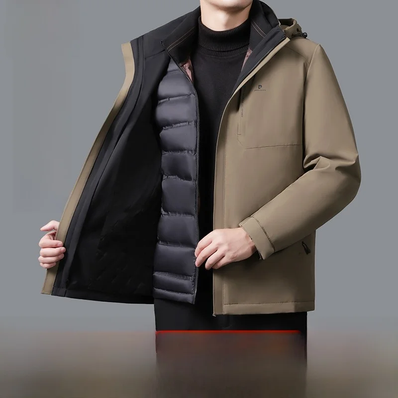 

Мужской пуховик Pierre Cardin со съемной внутренней подкладкой из теплой шерсти, пуховое пальто для осени и зимы, для активного отдыха, альпинизма, походов, повседневной носки