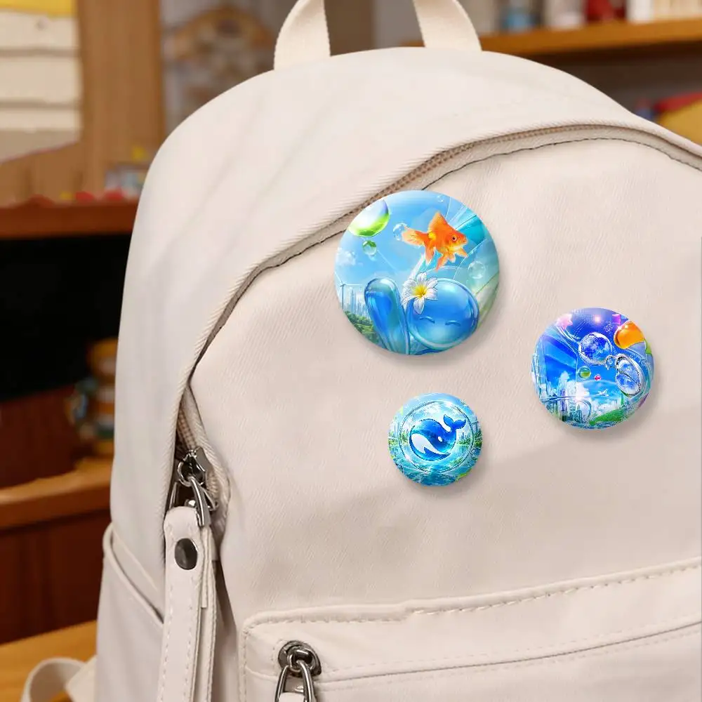 Frutiger Aero Art Thickened Button Pins Backpack Clothing Decor Brooch Badge Jewelry Gifts for Kids