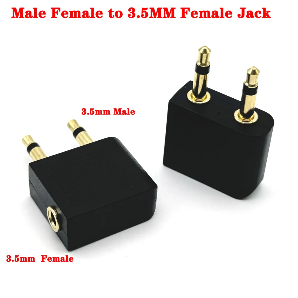 

3.5mm Female to Dual 3.5mm Male Plug Audio Connector Adapter 3.5mm Mono Airline Jack for Airplane Travel Headphone Earphone