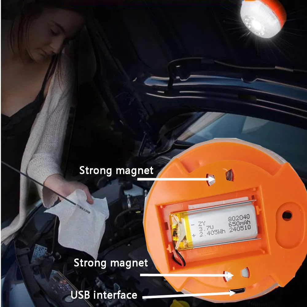 Led Rainproof Car Emergency Lights, USB Rechargeable Stroboscopic Road Accident Lights, Emergency Safety Accessories