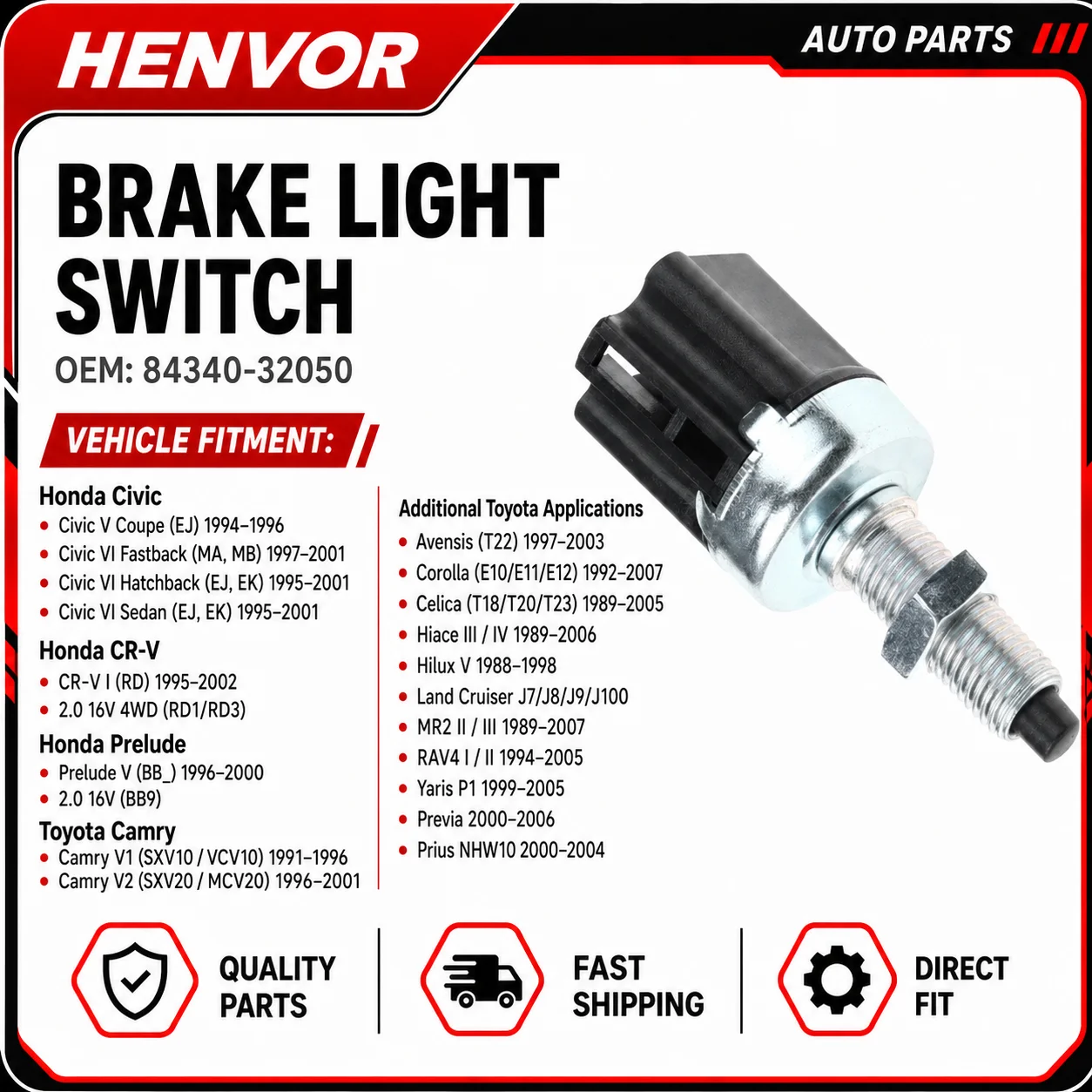 Brake Light Switch Stop Lamp Switch OEM 84340-32050 For Honda Civic CR-V Prelude For Toyota Camry