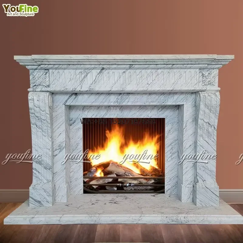 Wmwmnu Hand Carved Modern Chinese Marble Fireplace for Home Decor