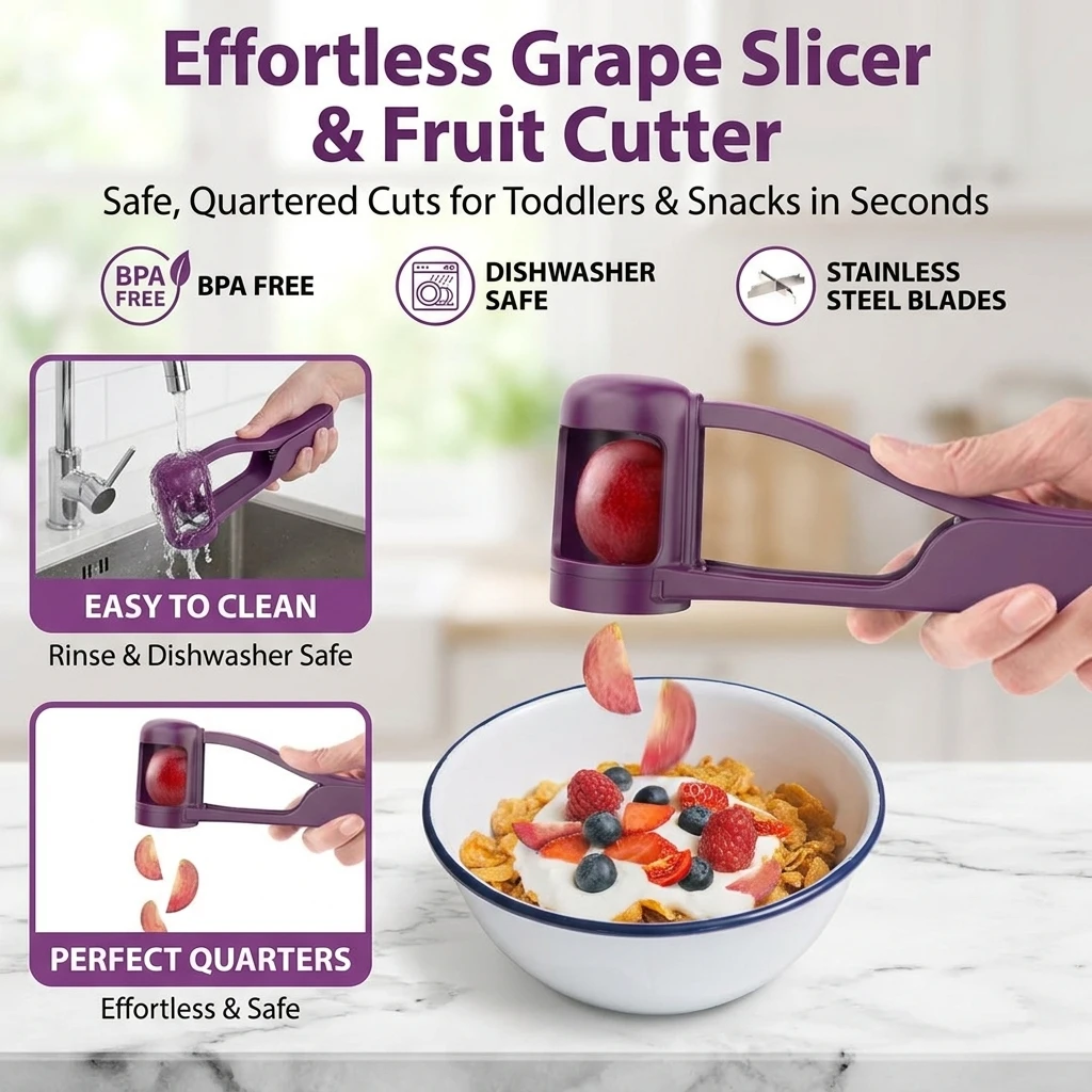 Tomato Slicer Cutter Grape Tools Cherry Fruit Salad Splitter Artifact for Toddlers Small Kitchen Accessories Cut Gadget for Baby