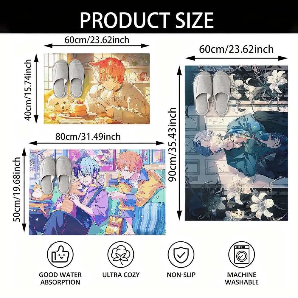 Vivid BAD SQUAD Akito Shinonome Toya Aoyagi Bedroom Decor Carpet  for Living Room Thick Plush Floor Mat Home Fluffy Soft Rug