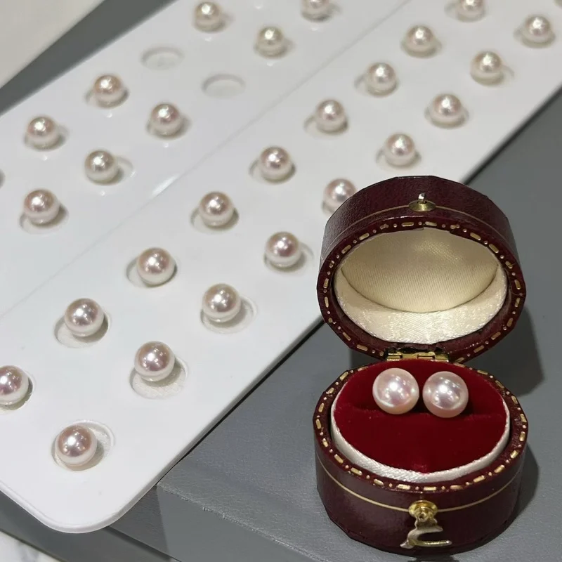 

SGARlT Super Bright Round White Natural Fresh Water Pearl Small Bulb Mirror Earrings S925 Sterling Silver Basic Simple Commuting