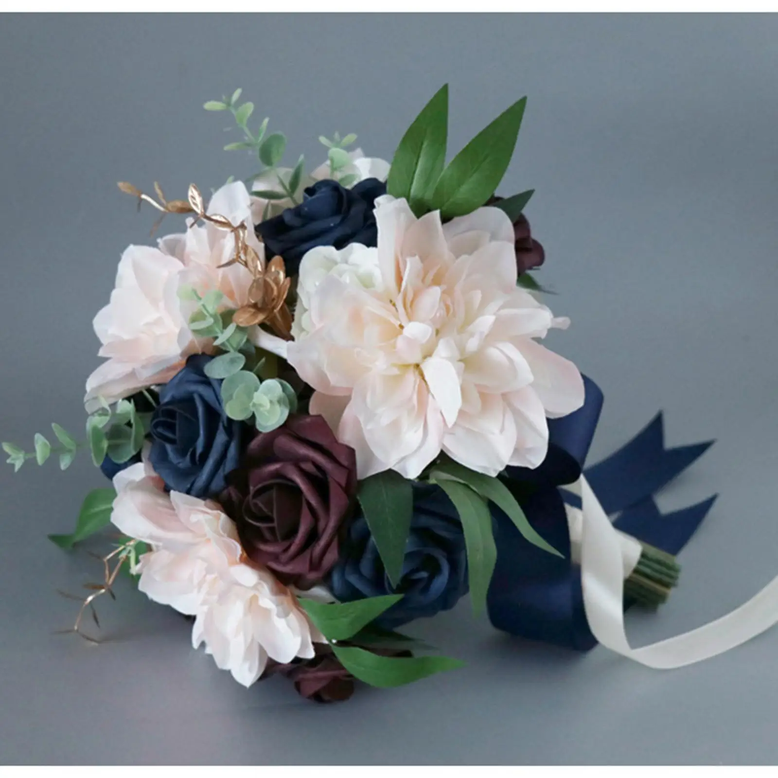 

Bride Hand Holding Bouquet Happiness Pure Artificial Flowers for Bridesmaid