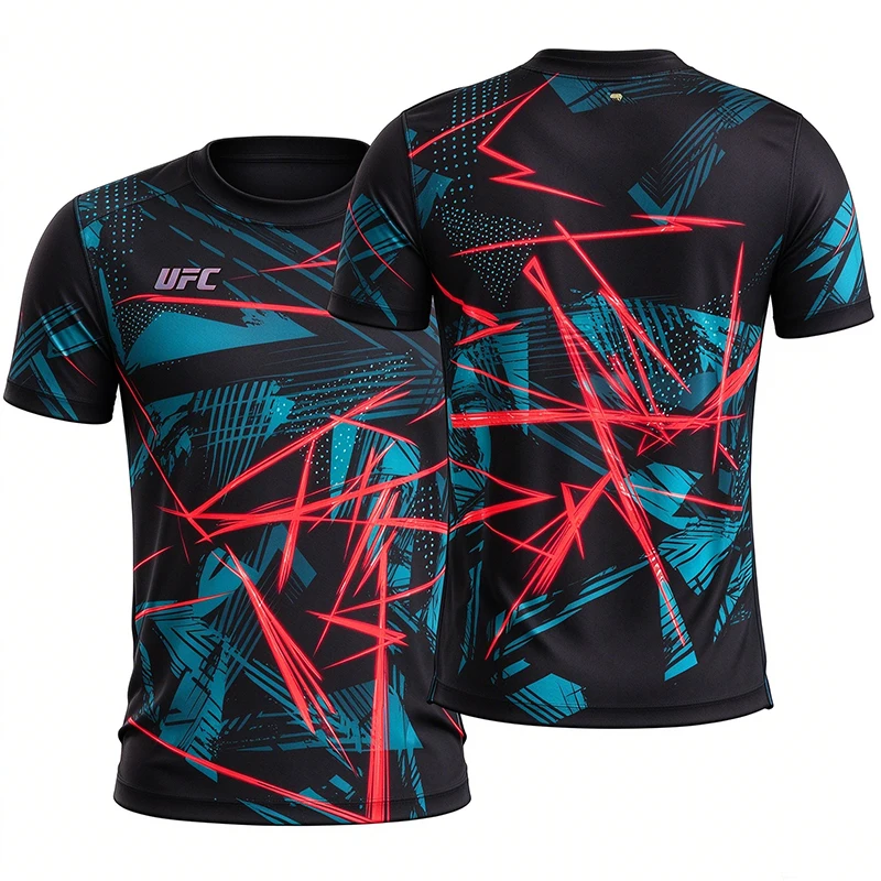 2026 New UFC Fighting Short-Sleeve Men's Comprehensive Training Fighting Sports T-Shirt Fun Boxing Competition Large Size Top6XL