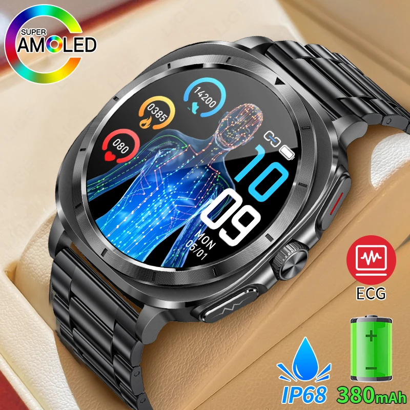 LIGE Medical Grade Smart Watch Men Blood Pressure blood Fat Uric Acid ECG Sports Call Health Women Smartwatch For Huawei Xiaomi