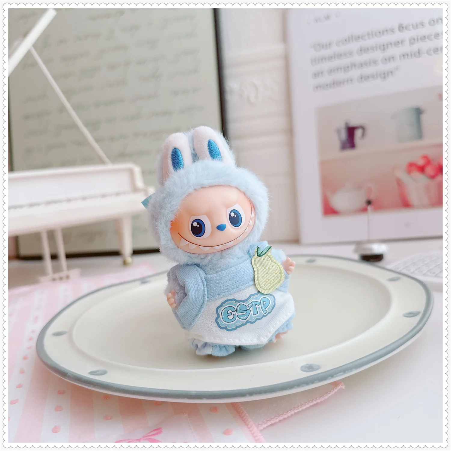 For 10cm Labubu Accessories Baby Coverall Crawling Clothes Labubu Clothing Dolls 4.0 Designer Original DIY Plush Toys Decoration