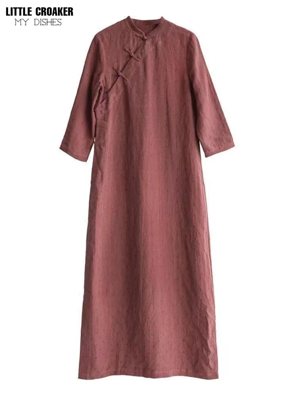 Cotton Chinese and Hemp 2023 Spring/Summer New Cotton Cheongsam and Hemp Art Retro 3/4 Sleeve Dress Women\'s Improved Qipao Women