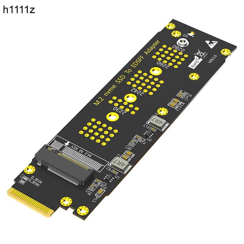 NEW M.2 NVME M Key to EDSFF E1.S Adapter PCIe 4.0/3.0 X4 Expansion Card for 1U Server Chassis Support 2230 2242 2260 2280 M2 SSD